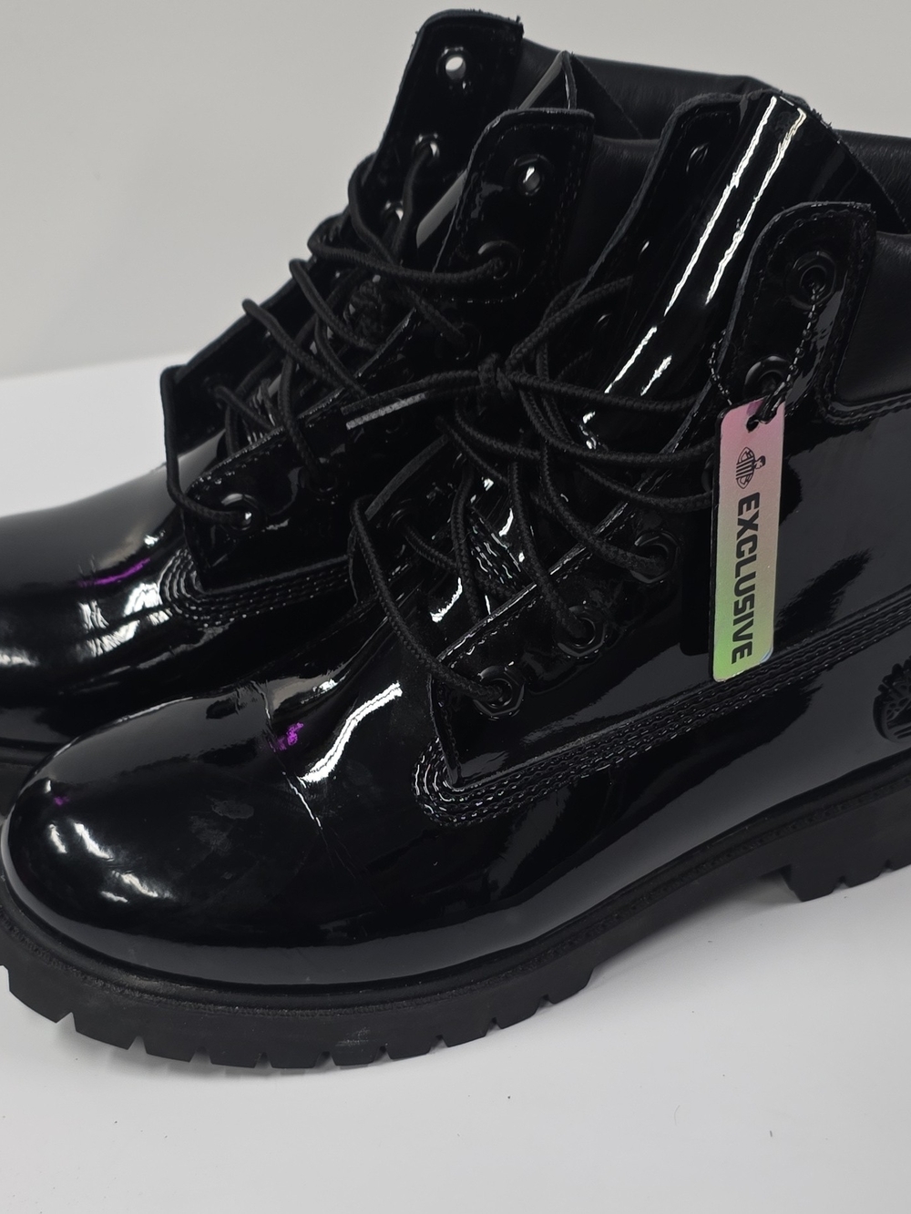 Timberland Women's Black Patent Lace-Up Boots